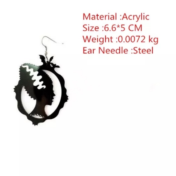 Spooky Bride of Frankenstein Large Acrylic Earring - Picture 2 of 4